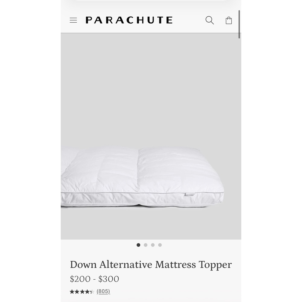 Parachute King Down Alternative Mattress Topper White Cotton Sateen